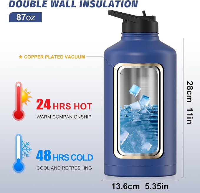 87oz Insulated Water Bottle, BPA Free&Leak Proof, 1.5 Gallon Stainless Steel - Image 3