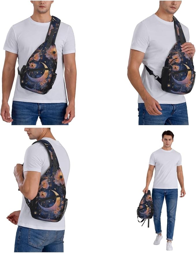 FyLybois Moon Sling Bag for Women Lightweight Crossbody Backpack Casual Daypack - Image 7