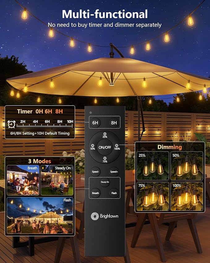 Brightown 37FT Solar String Lights Outdoor Waterproof - Image 5