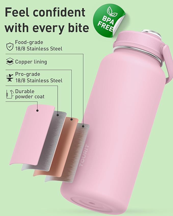 TOURIT 32 oz Insulated Water Bottle, Stainless Steel Sports Water Bottles - Image 2