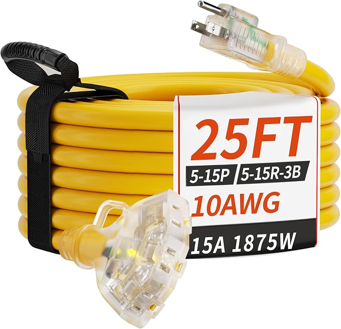 PlugSaf 25 FT 10 Gauge Outdoor Extension Cord by PlugSaf