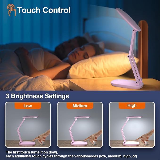 Akejrym LED Desk Lamp for Office Home & Battery Operated Lamp Rechargeable Lamp - Image 2