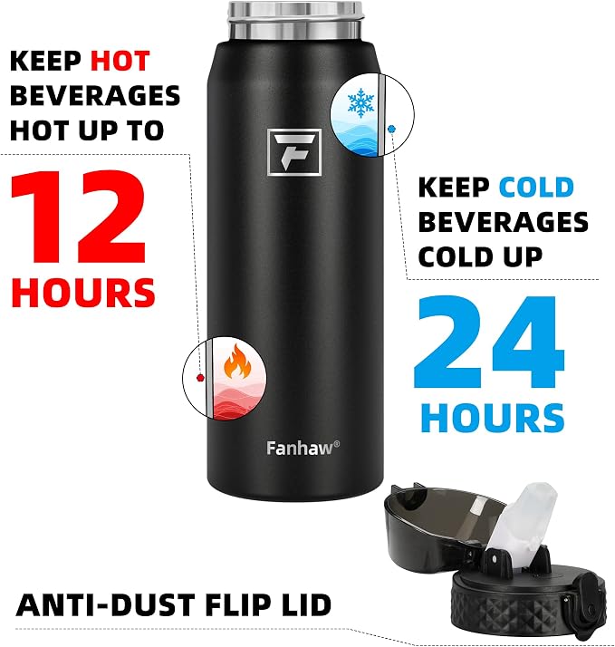 Fanhaw 24 oz Insulated Stainless Steel Water Bottle - Image 3