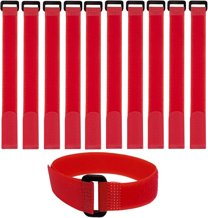 10 Pack Reusable Fastening Cable Ties and Cable Straps Red Color, Adjustable by Unknown