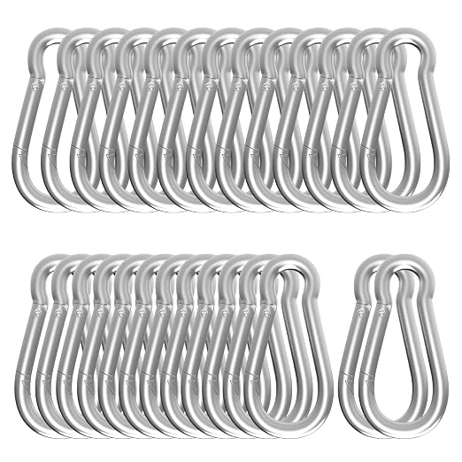 Carabiner, Heavy Duty Galvanized Steel Spring Snap Hook Carabiner Clips by High-PQ