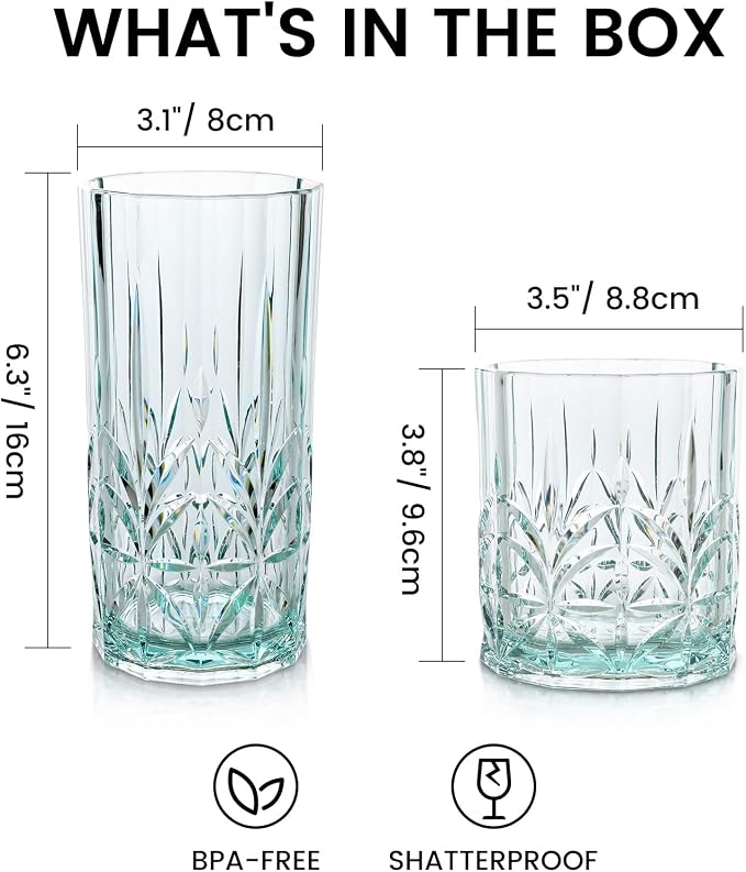 BELLAFORTE Shatterproof Tritan Plastic Drinking Glasses. 13oz & 18oz Water - Image 9