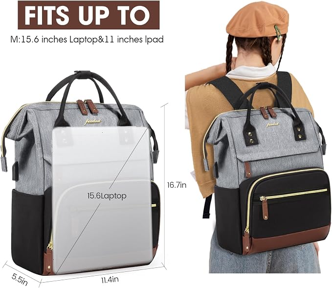 Focdod Laptop Backpack 15.6 Inch Professional Womens Purse Computer Bag Nurse - Image 4