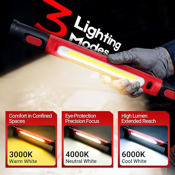 Work Light, 3000LM Ultra Bright LED Magnetic Light Bar, 5200mAh Cordless - Image 4