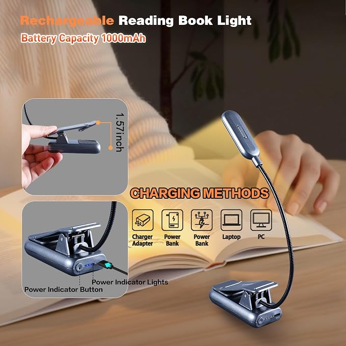 VAVOFO Rechargeable Book Light for Reading in Bed Kids, 7 LED Reading Light - Image 4