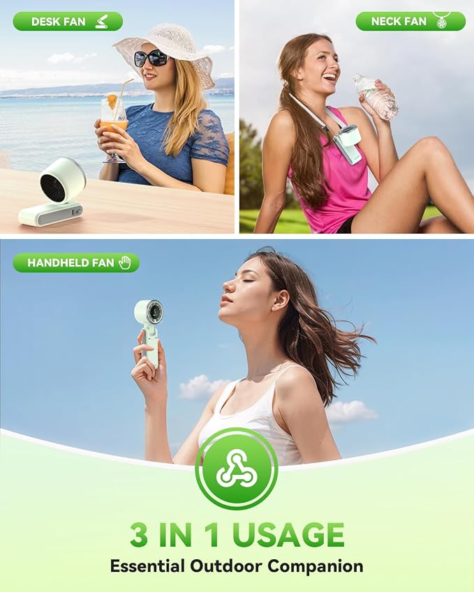 PlayHot Portable Handheld Turbo Fan, 5 Gear Wind, Battery Operated, 3 IN 1 Hand - Image 3