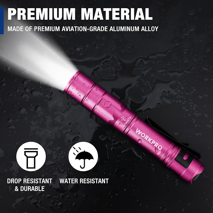 WORKPRO Rechargeable Pen Light, Mini Flashlight, 2 Pack Ultra-Compact EDC - Image 6