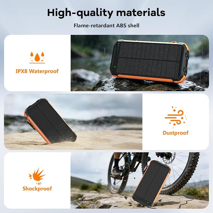 ERRBBIC Solar Charger Power Bank 20000mAh, Portable Wireless Charger, 15W Fast - Image 7