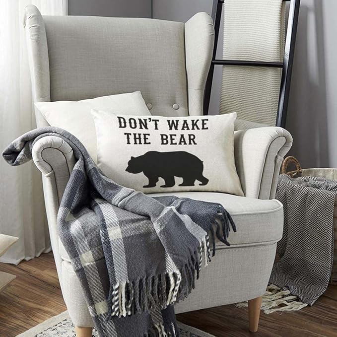 TKS MITLAN Don't Wake The Bear Decorative Pillow Covers Cool Animal Bear Black - Image 5