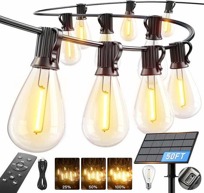 50FT Solar String Lights Outdoor Waterproof, 18+1 LED Solar Powered Lights by Unknown