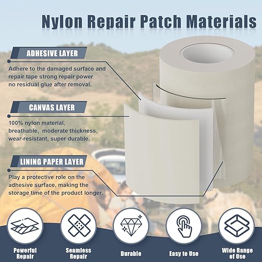 Cahomo 3x79 Inch Nylon Repair Patch Nylon Repair Tape Self Adhesive Fabric - Image 3