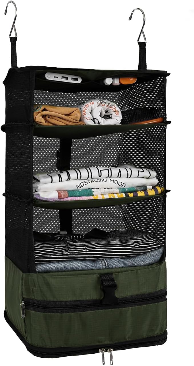 Surblue Hanging Closet Storage Bag Collapsible 3-Shelf Washable Oxford Fabric by SURBLUE