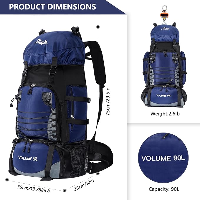 90L Hiking Backpack, Waterproof Camping Bag - Image 5