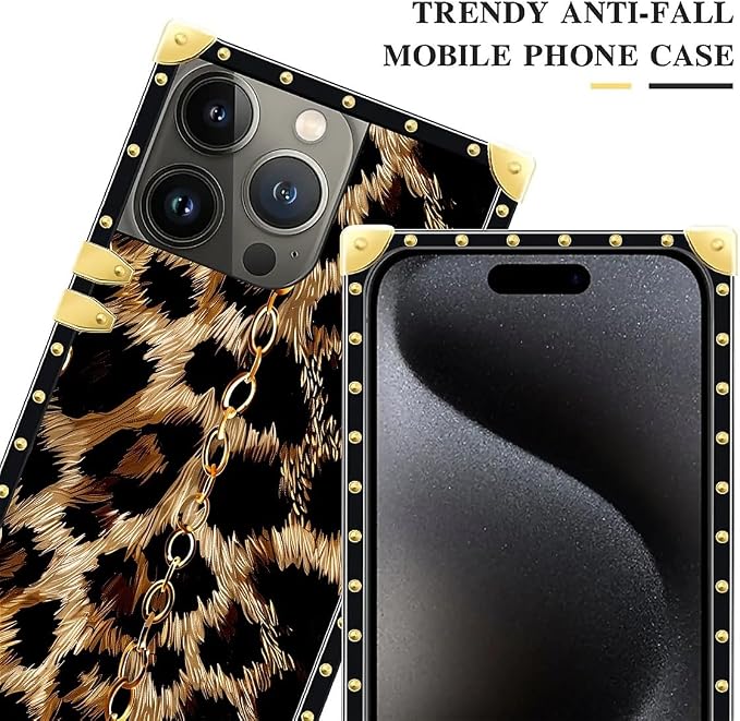 Compatible with iPhone 16 Pro Case, Seamless Gold Chain Leopard Luxury Golden - Image 4