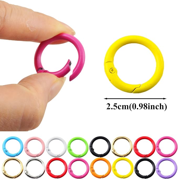 Carabiner Clip 48Pcs Black Metal Key Ring Clip Circle Keychain Rings Bulk - Image 7