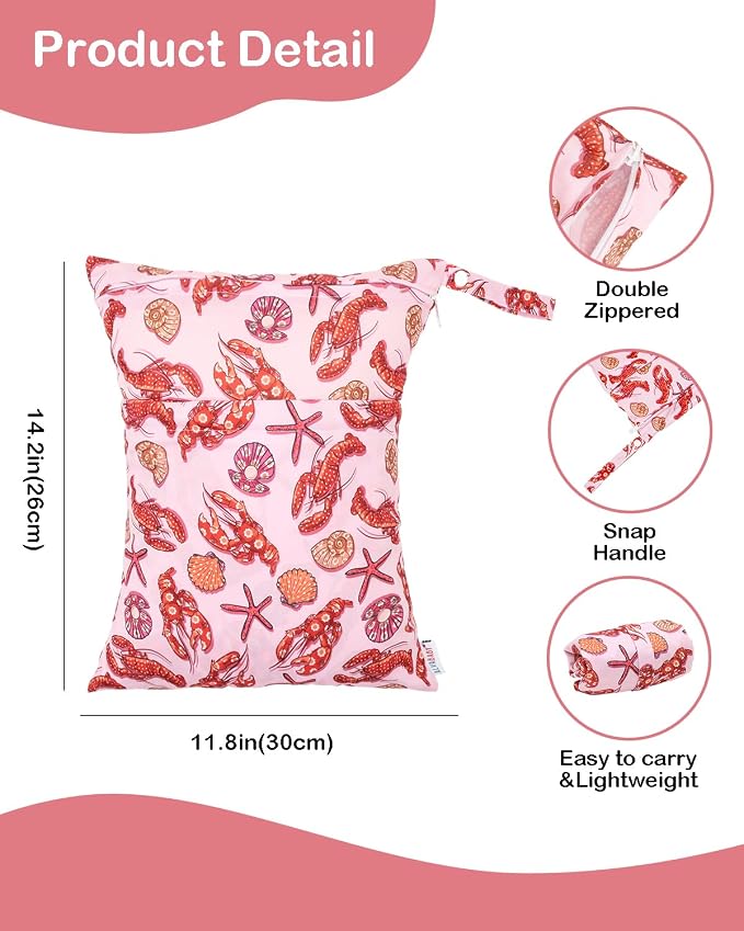 ALVABABY 2pcs Cloth Diaper Wet Dry Bags Waterproof Reusable - Image 3
