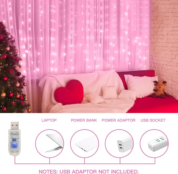suddus Curtain Lights for Bedroom, 200 Led 6.5ft x 6.5ft Hanging String Lights - Image 2