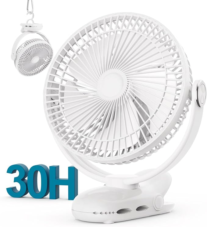 10000mAh 30hrs Rechargeable Clip on Fan, 8 Inch Battery Operated Fan Portable by NuerstFan