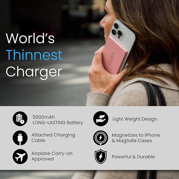 Clutch Pro – World's Thinnest iPhone Charger – Portable Power Bank 5000mAh – - Image 6