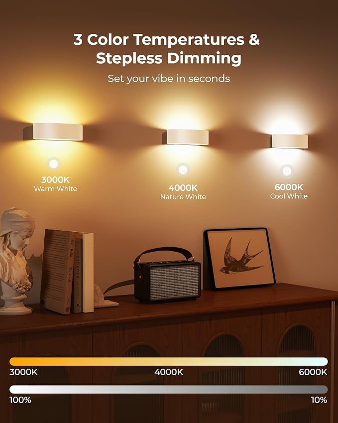Motion Sensor Wall Light, 5000mAh Rechargeable Battery Operated Wall Sconces - Image 6