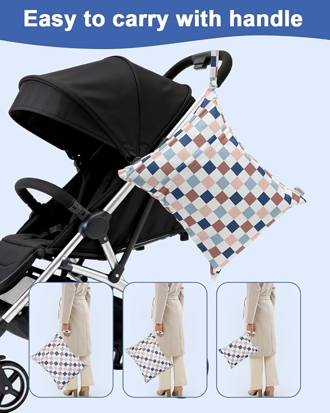 ALVABABY 3 pcs Cloth Diaper Wet Dry Bags Waterproof Reusable - Image 8