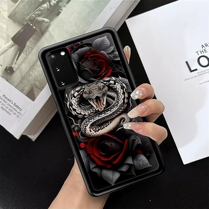 for Samsung Galaxy S20 Case, Entwined Rose Snake Pattern Graphic Design Girl - Image 7