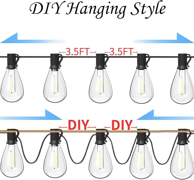 REEMEER 60FT Outdoor String Lights S11 LED Patio - Image 6
