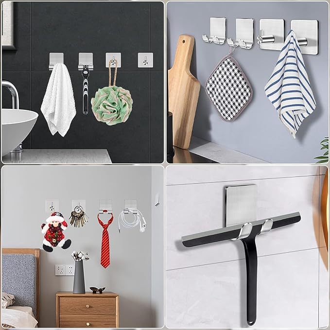 CGBE 4 Packs Shower Hooks for Inside Shower, Self Adhesive Shaver Holder Hanger - Image 7