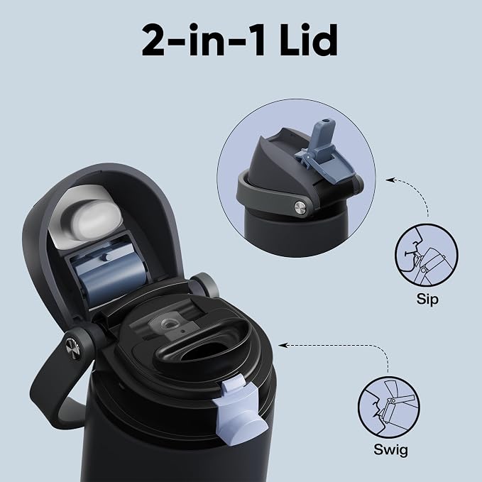 Insulated Water Bottle with Straw - Image 3