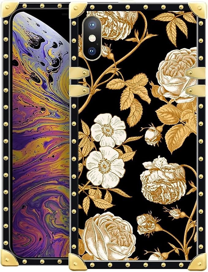 Compatible with iPhone Xs Max Case, Blooming Rose Golden Flower Luxury Golden by Unknown
