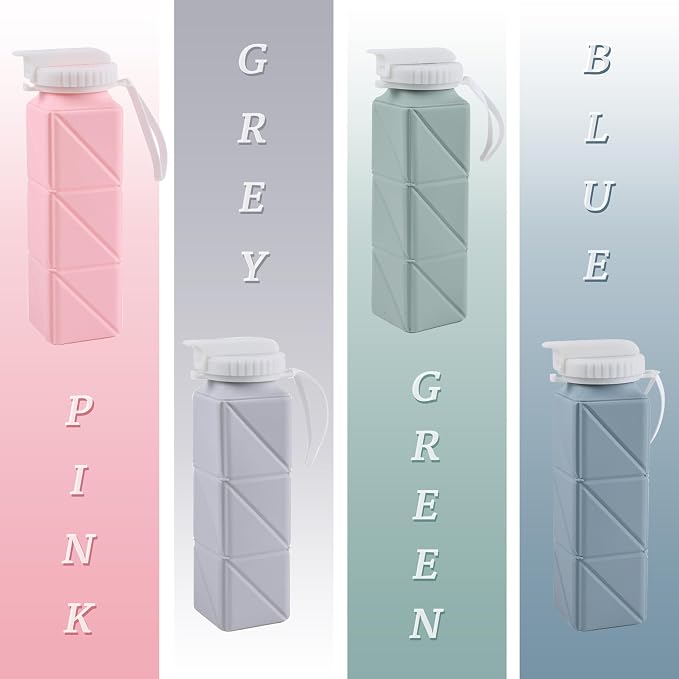 EOBTAIN Pink Travel Collapsible Water Bottle - Image 5