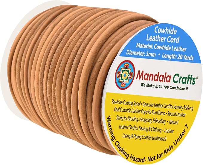 Mandala Crafts Round Genuine Camel Leather Cord by MandalaCrafts