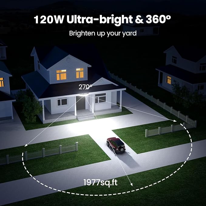 Olafus 120W Plug in Flood Lights Dusk to Dawn LED Outdoor Light - Image 4