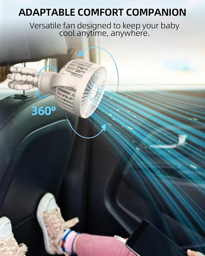 Portable Stroller Mini Fan, Small Rechargeable Personal Fan, Travel Essentials - Image 5