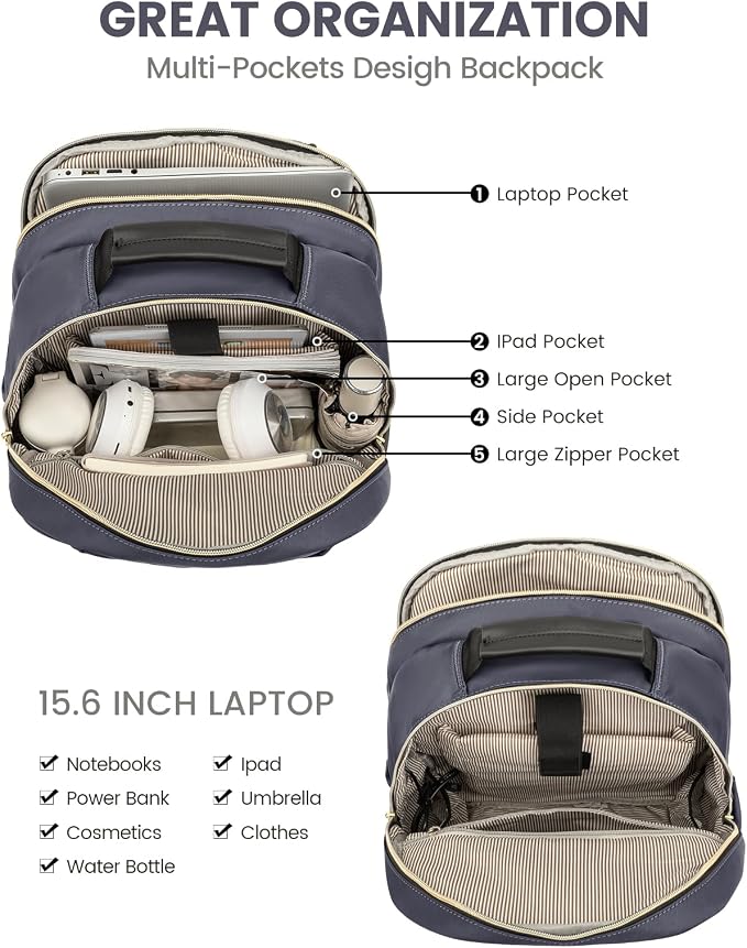 LOVEVOOK Laptop Backpack Purse for Women, Work Travel Computer Bags, College - Image 3