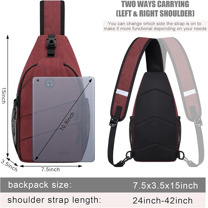 Pritent Crossbody Bags for Women Men Trendy Sling Bag Backpack Casual Chest Bag - Image 2