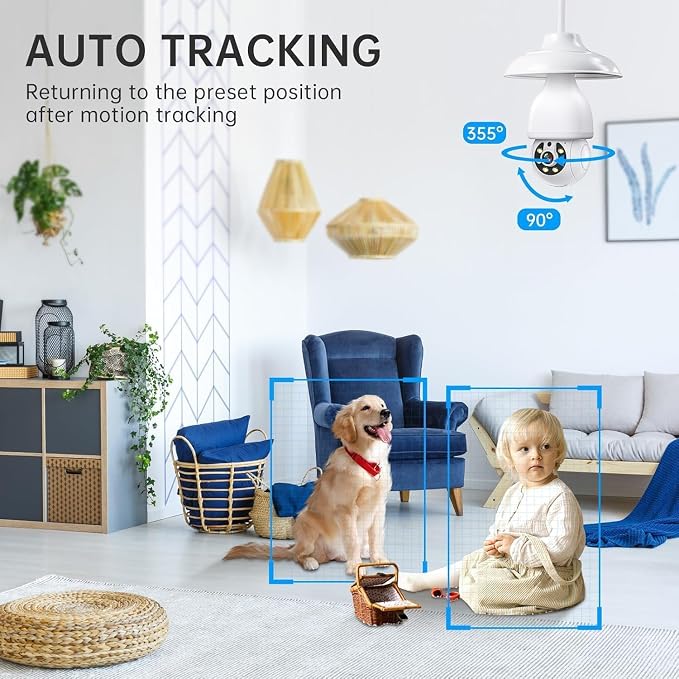 Light Bulb Security Camera, 5G&2.4GHz WiFi Light Bulb Camera Outdoor, 2-in-1 - Image 7