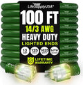 100ft Outdoor/Indoor Extension Cord 14/3 Gauge Heavy Duty 3 Prong SJTW by LifeSupplyUSA