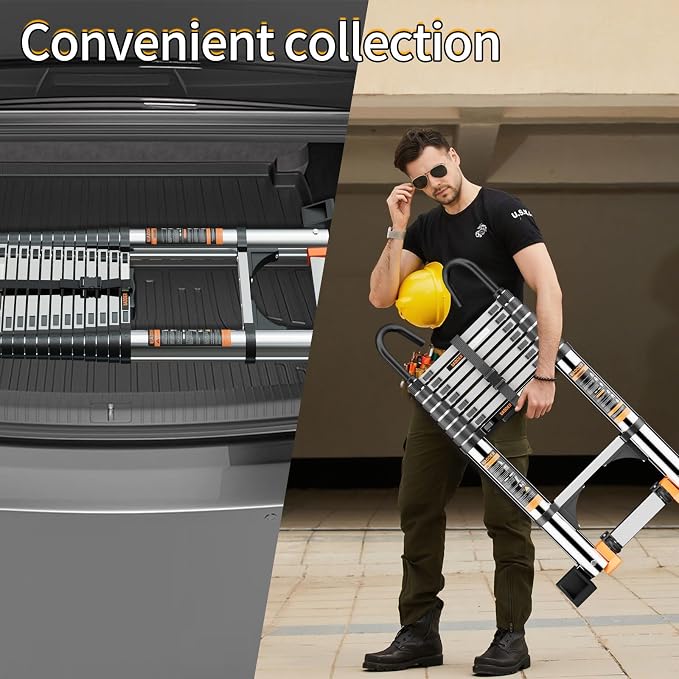 Telescoping Ladder, with Stable Hook and stabilizer barand, Extension Ladder - Image 9