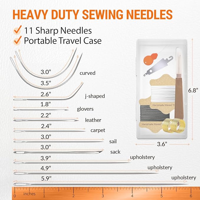 VONEEDL Upholstery Repair Kit: Waxed Sewing Thread & Heavy Duty Needles - Image 4