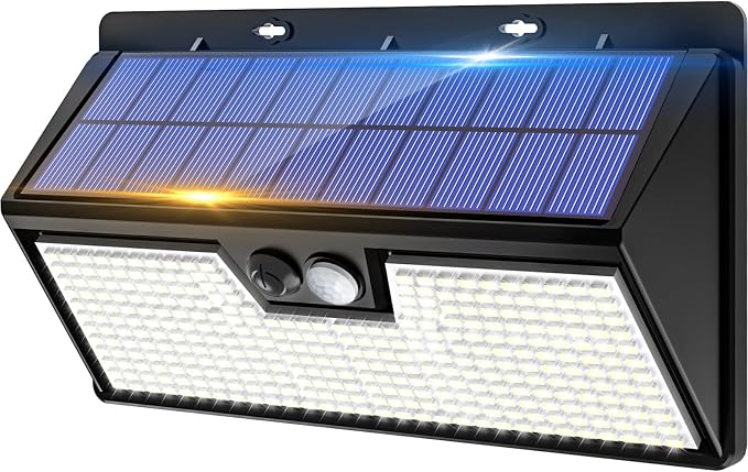 vighep Solar Motion Lights Outdoor, 318 LED Waterproof Fence Light Solar Powered by Vighep