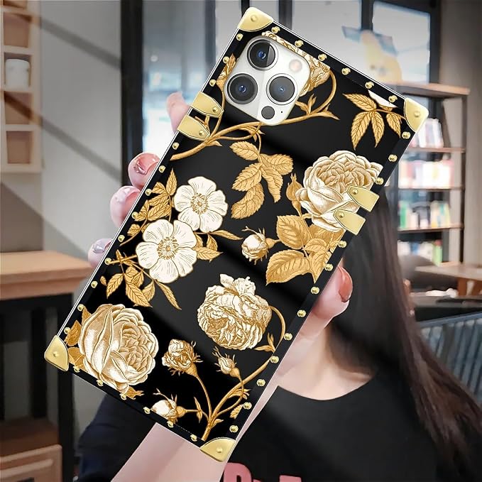 Compatible with iPhone 12 12 Pro Case, Blooming Rose Golden Flower Luxury - Image 7
