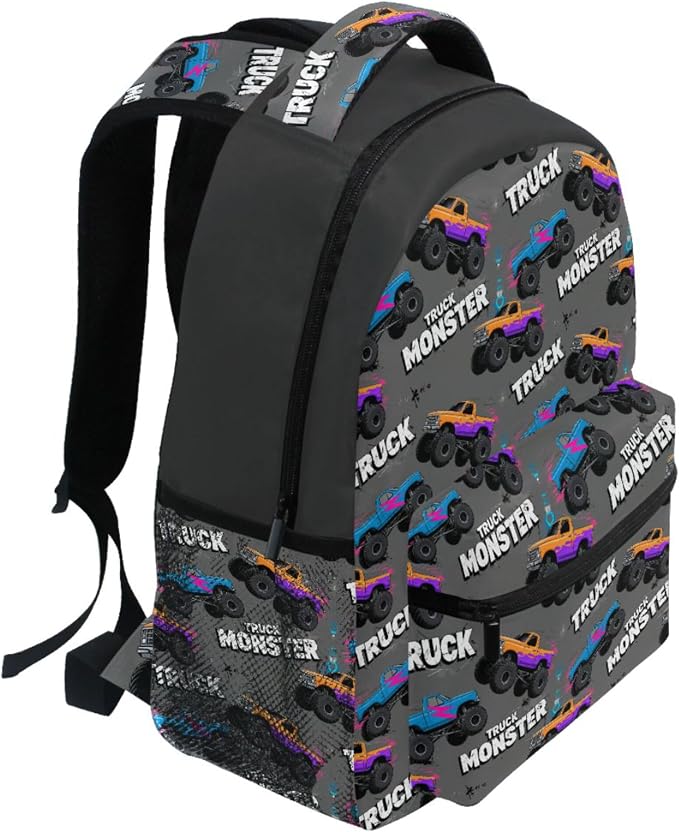 Wamika Monster Truck Boys Backpack Racing Cars School Backpacks Kids Girls - Image 5