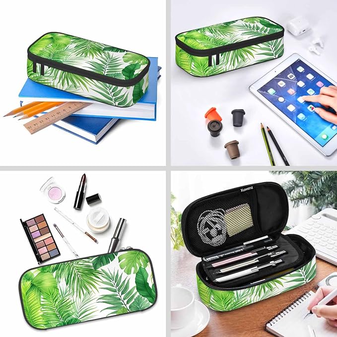 Palm Leaves Pencil Case Green Tropical Plant Pencil Bag Pen Markers Pouch - Image 6