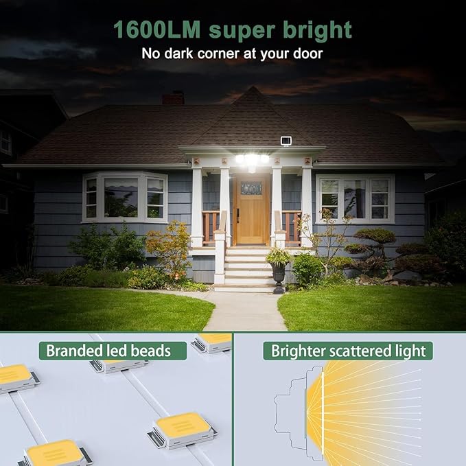 GLORIOUS-LITE Solar Security Lights 2400mAh LED Motion Sensor Light Outdoor - Image 3