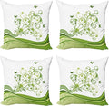 Ambesonne Vines Throw Pillow Cushion Case Pack of 4, Butterflies Leaves Flowers by Ambesonne